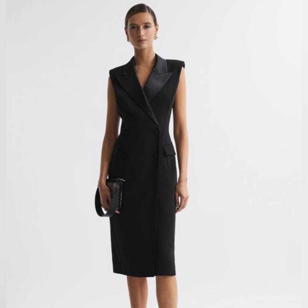Reiss Amari Fitted Double Breasted Midi Dress Size 6
